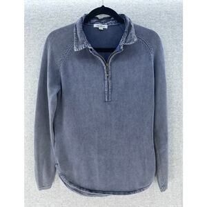 PBJ Blues Women's sz S 1/4 ZIp Washed Blue Sweater 100% Cotton Knit Comfort Cozy